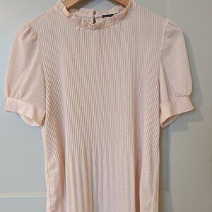 Adrianna Papell Pink Ruffle Neck Top XS